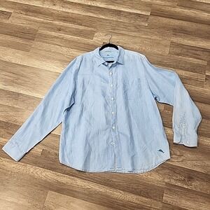 Blue TOMMY BAHAMA Long Sleeve Linen Button Up Shirt ~ Size XL